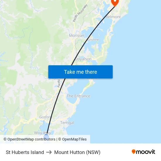 St Huberts Island to Mount Hutton (NSW) map