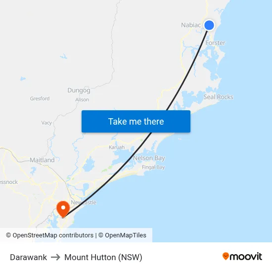Darawank to Mount Hutton (NSW) map