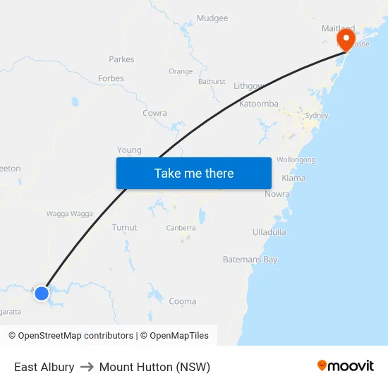 East Albury to Mount Hutton (NSW) map