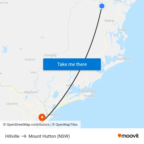 Hillville to Mount Hutton (NSW) map