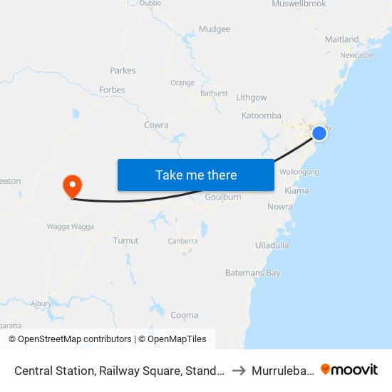 Central Station, Railway Square, Stand M to Murrulebale map