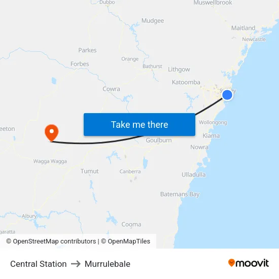 Central Station to Murrulebale map