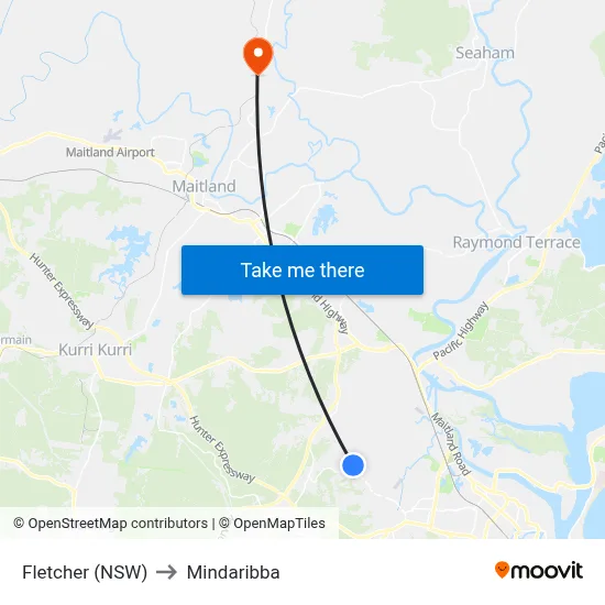 Fletcher (NSW) to Mindaribba map