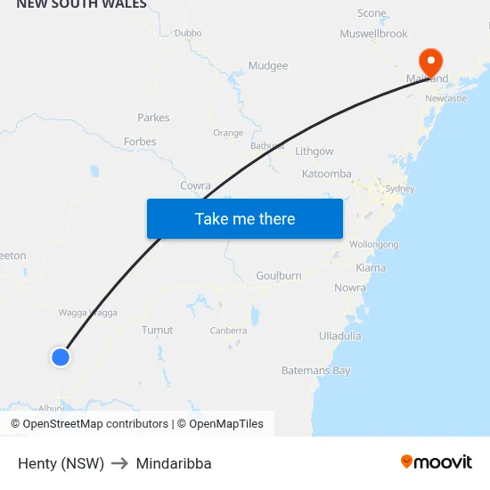 Henty (NSW) to Mindaribba map