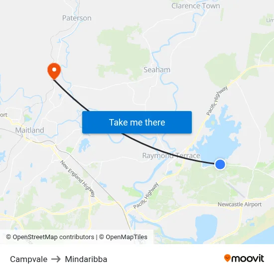 Campvale to Mindaribba map