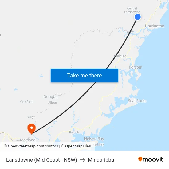 Lansdowne (Mid-Coast - NSW) to Mindaribba map