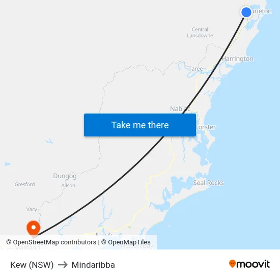 Kew (NSW) to Mindaribba map