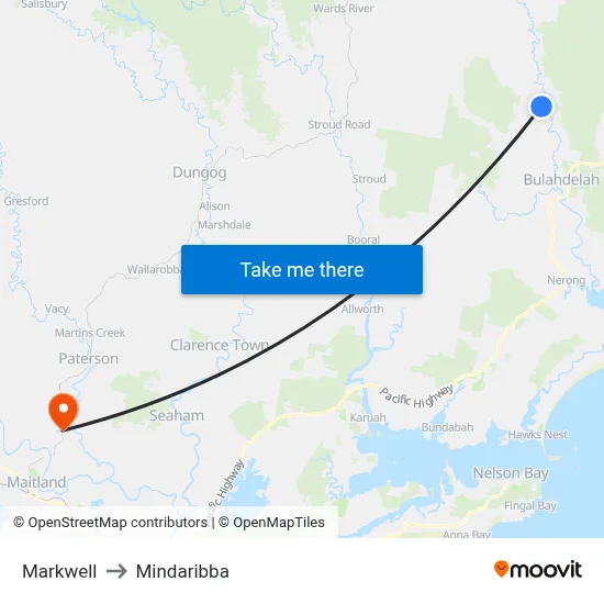 Markwell to Mindaribba map