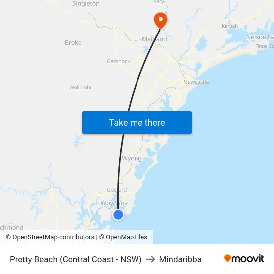 Pretty Beach (Central Coast - NSW) to Mindaribba map