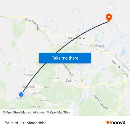 Bellbird to Mindaribba map