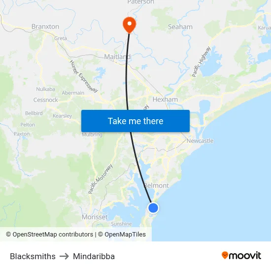 Blacksmiths to Mindaribba map