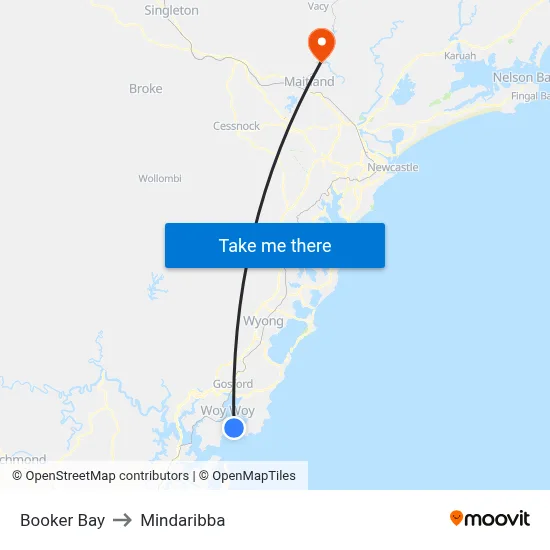 Booker Bay to Mindaribba map