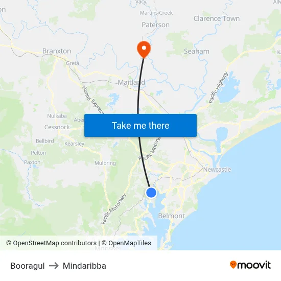 Booragul to Mindaribba map