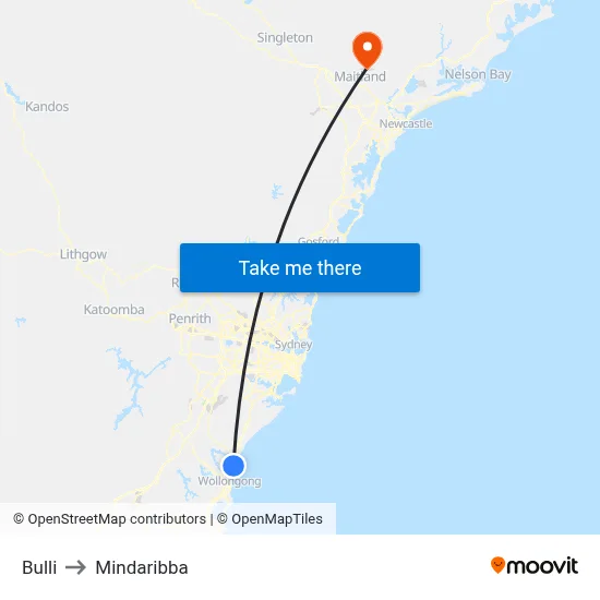 Bulli to Mindaribba map