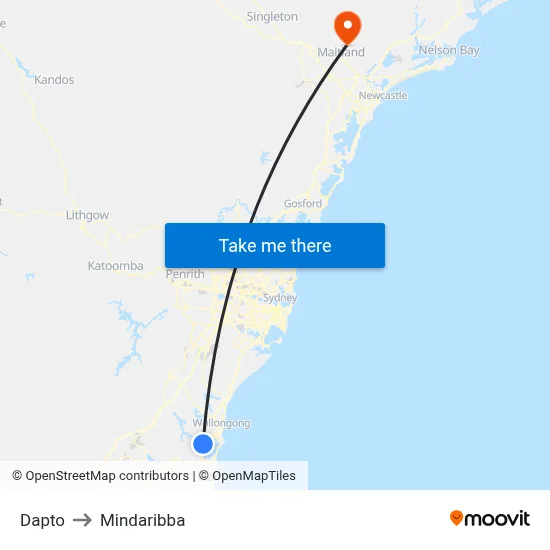 Dapto to Mindaribba map