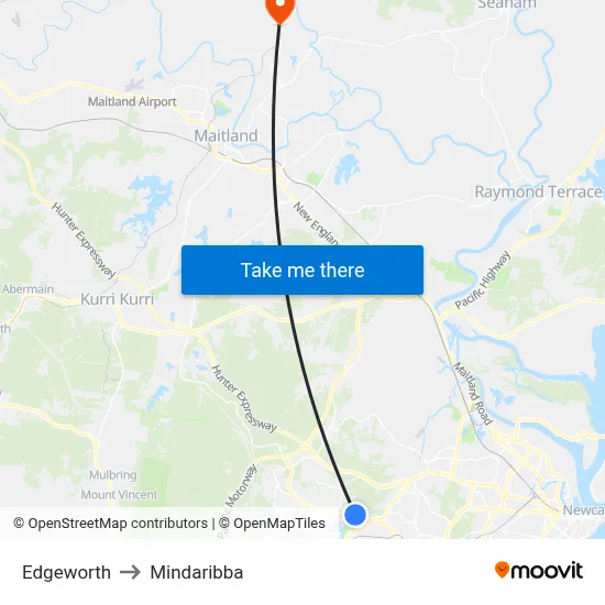 Edgeworth to Mindaribba map