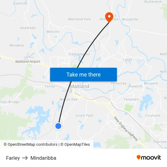 Farley to Mindaribba map
