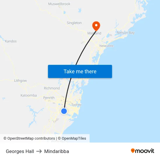 Georges Hall to Mindaribba map