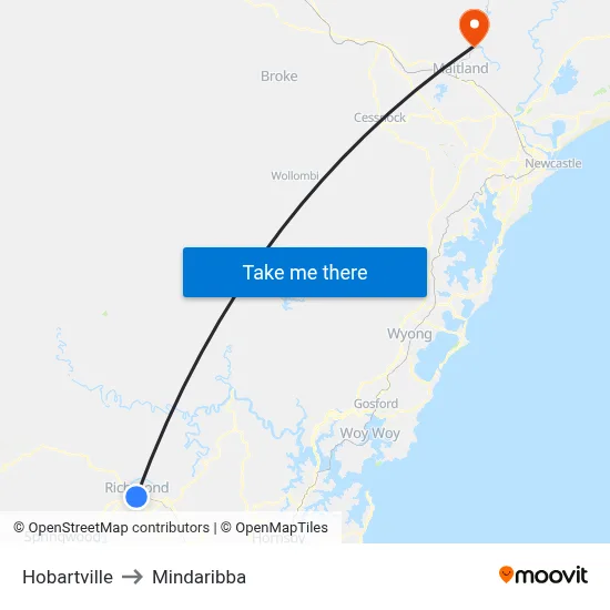 Hobartville to Mindaribba map