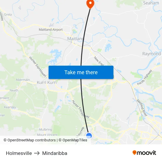 Holmesville to Mindaribba map