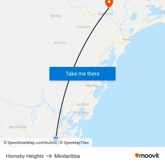 Hornsby Heights to Mindaribba map