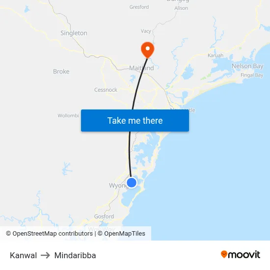 Kanwal to Mindaribba map