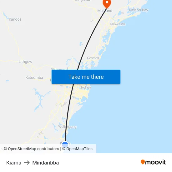 Kiama to Mindaribba map
