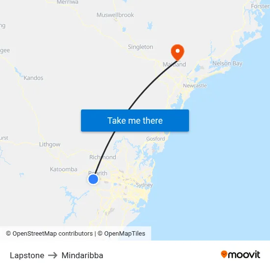 Lapstone to Mindaribba map