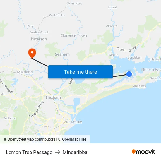 Lemon Tree Passage to Mindaribba map