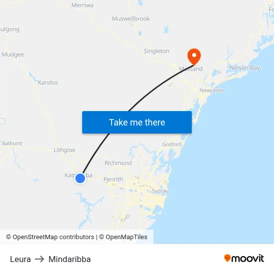 Leura to Mindaribba map