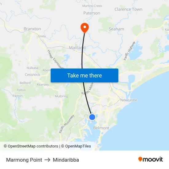 Marmong Point to Mindaribba map
