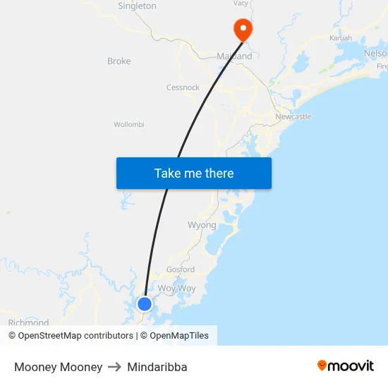Mooney Mooney to Mindaribba map