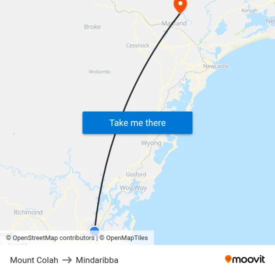 Mount Colah to Mindaribba map
