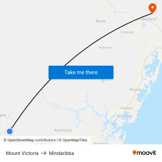Mount Victoria to Mindaribba map
