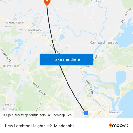 New Lambton Heights to Mindaribba map