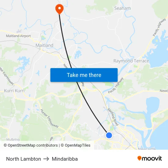 North Lambton to Mindaribba map