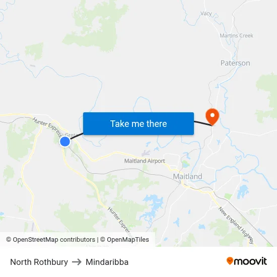 North Rothbury to Mindaribba map