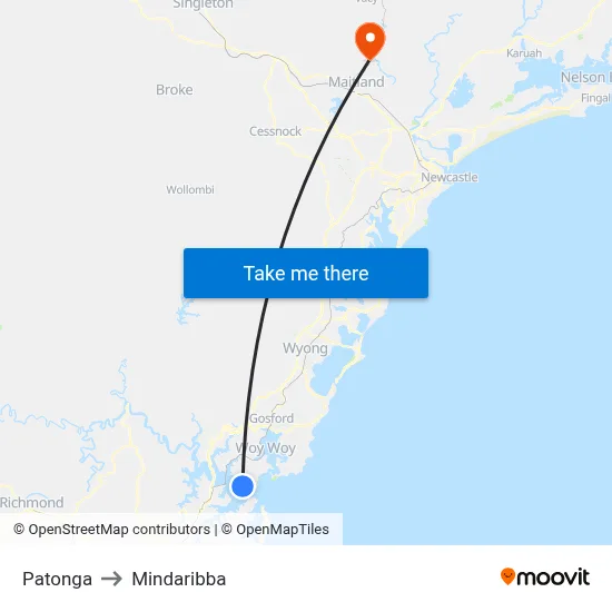 Patonga to Mindaribba map
