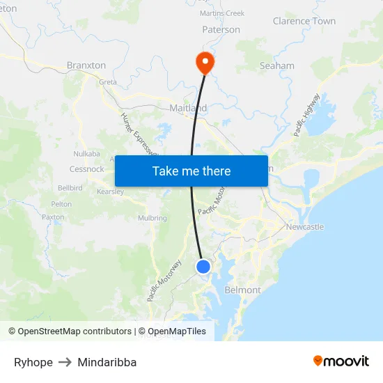 Ryhope to Mindaribba map