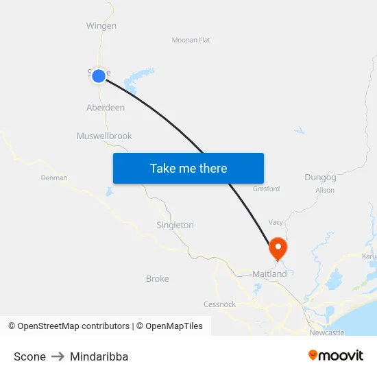 Scone to Mindaribba map