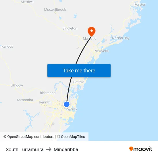 South Turramurra to Mindaribba map