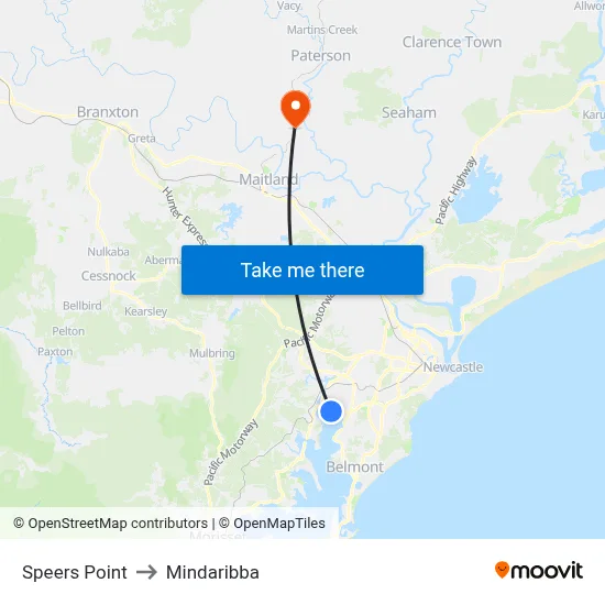 Speers Point to Mindaribba map