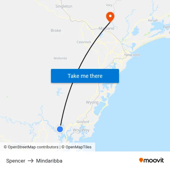 Spencer to Mindaribba map