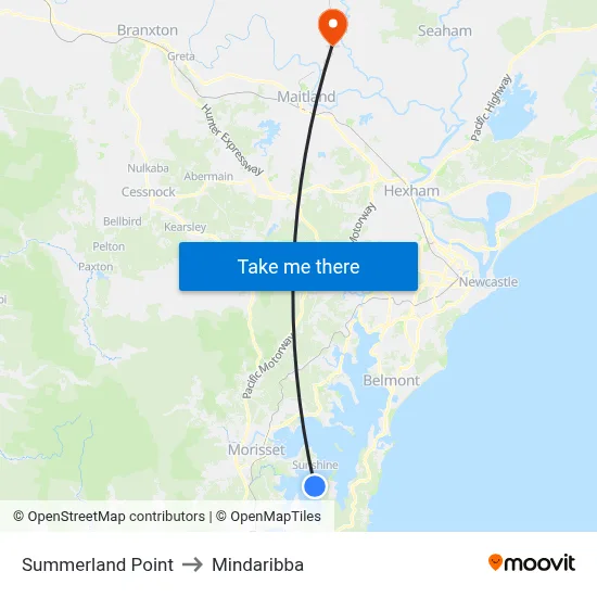 Summerland Point to Mindaribba map