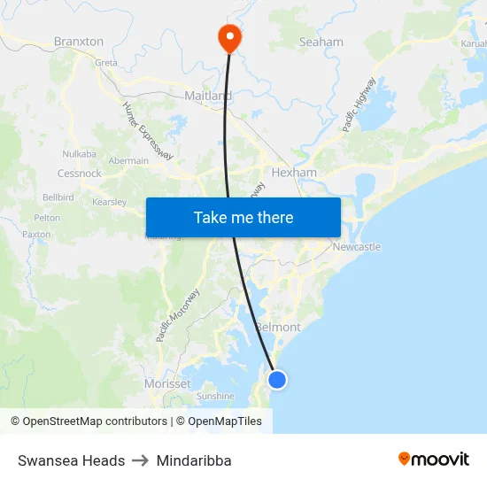 Swansea Heads to Mindaribba map