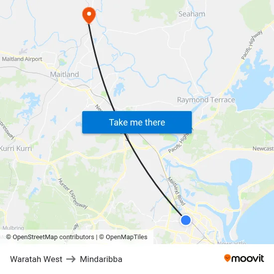 Waratah West to Mindaribba map