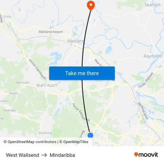 West Wallsend to Mindaribba map