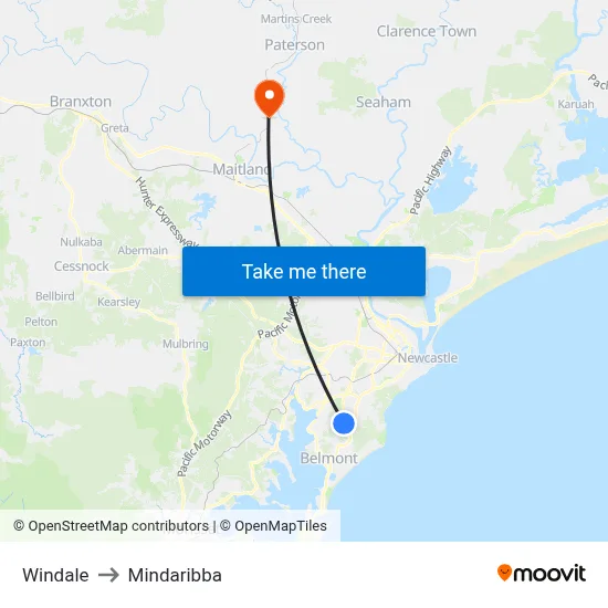 Windale to Mindaribba map