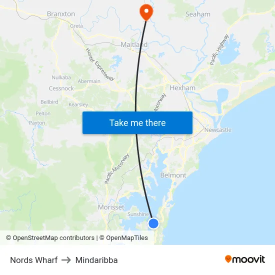 Nords Wharf to Mindaribba map