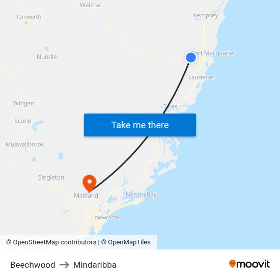 Beechwood to Mindaribba map